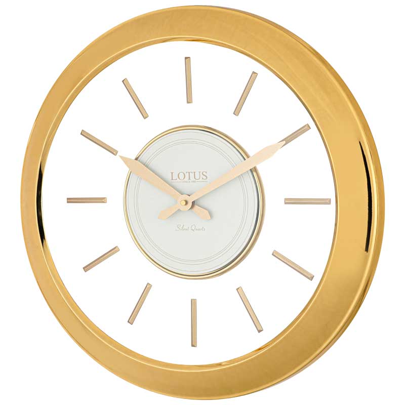 ساعت دیواری فلزی صفحه کریستالی مدل SANDRA کد MG-6069 رنگ GOLD