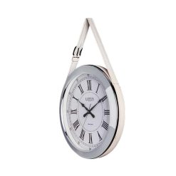 ساعت دیواری چرم و فلز لوتوس کد LMT-1216 رنگ SILVER