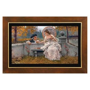 تابلو چوبی کلاسیک مدل An Amorous Conversation کد FWB-120X80-R5
