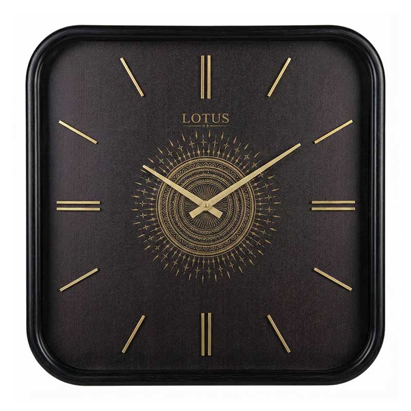 ساعت دیواری چوبی کد WD-2324 رنگ BLACK/GOLD