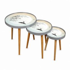 میز عسلی سه تکه مدل ALMA- 731- FLYING BIRD-GRAY