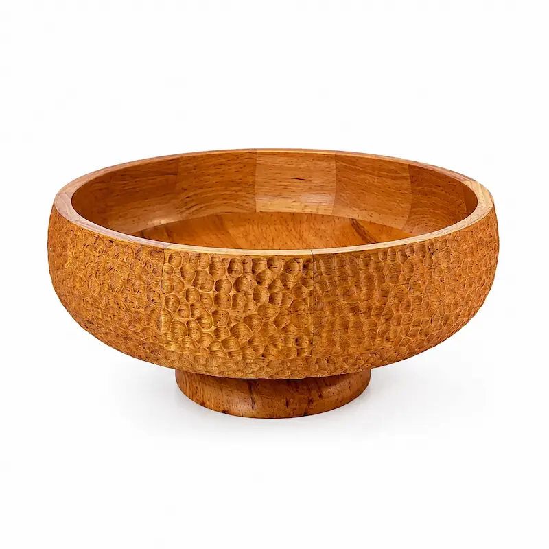 کاسه پایه دار منبت شده روبینا کد BWL-WD-FT-01